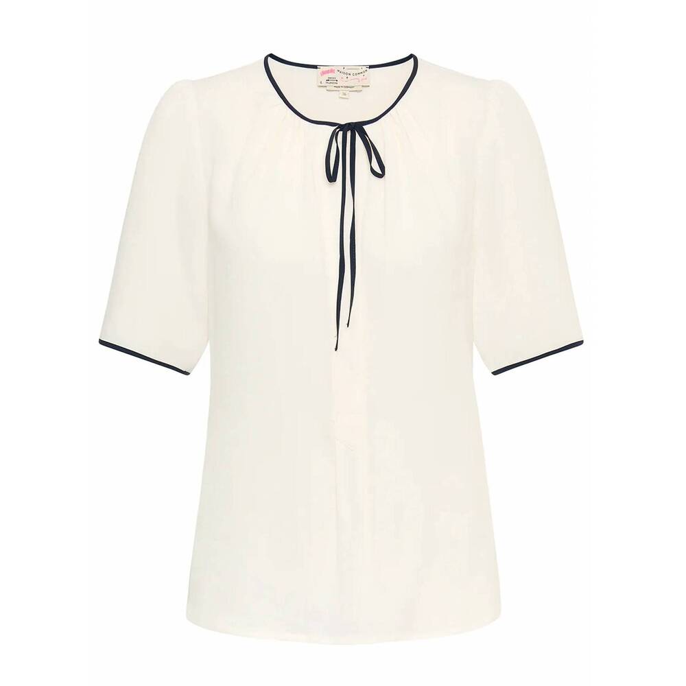 NEW MAISON COMMON women's tie-front short-sleeve blouse in ivory